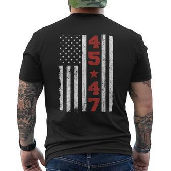 45 47 Trump Vintage Usa Flag 2024 President Election Politic Men's T-shirt Back Print - Seseable