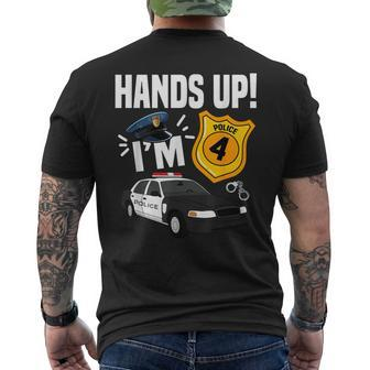 4Th B-Day Police Car Police Boy Officer Birthday 4 Year Old Men's T-shirt Back Print - Monsterry AU