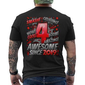 4Th Birthday Comic Style Awesome Since 2019 4 Year Old Boy Men's T-shirt Back Print - Monsterry DE