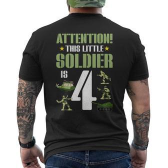 4Th Birthday Soldier 4 Year Old Military Themed Camo Boy Men's T-shirt Back Print - Monsterry