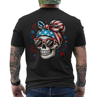 4Th Of July 2024 Independence Day Patriotic Skull Bandana Men's T-shirt Back Print - Monsterry AU