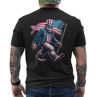 4Th Of July Bigfoot Sasquatch American Flag Usa Patriotic Men's T-shirt Back Print - Monsterry CA