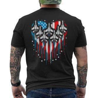 4Th Of July Fighter Jet American Flag Usa Fathers Day Men's T-shirt Back Print - Thegiftio UK