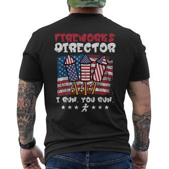 4Th July Fireworks Director I Run Us Flag America Men Men's T-shirt Back Print - Monsterry