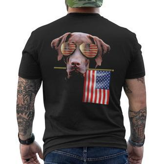 4Th Of July Fun American Flag Chocolate Labrador Dog Lover Gif Men's T-shirt Back Print | Mazezy