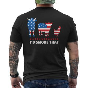4Th July I'd Smoke That Patriot Bbq Barbeque Fathers Day Men's T-shirt Back Print - Thegiftio UK