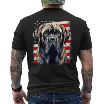 4Th Of July Us Flag English Mastiff Dog Men's T-shirt Back Print - Monsterry
