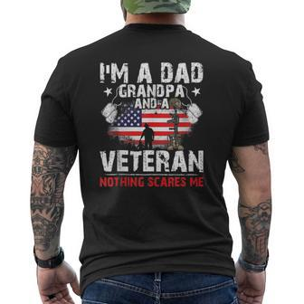4Th Of July Usa Flag I'm A Dad Grandpa And A Veteran Mens Back Print T-shirt | Mazezy