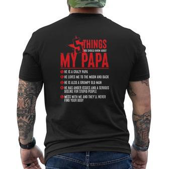 5 Thing You Should Know About My Papa Fathers Day Mens Back Print T-shirt | Mazezy