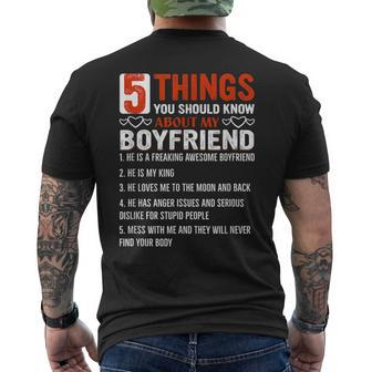 5 Things You Should Know About My Boyfriend Men's T-shirt Back Print - Monsterry AU