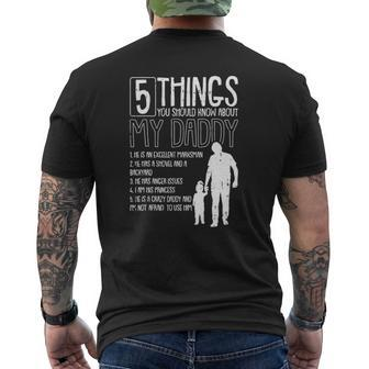 5 Things You Should Know About My Dad Fathers Day Papa Daddy Mens Back Print T-shirt | Mazezy