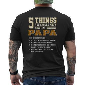 5 Things You Should Know About My Papa Father's Day Mens Back Print T-shirt | Mazezy
