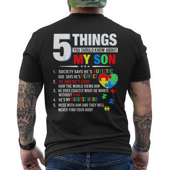 5 Things You Should Know About My Son Autism Awareness Men's T-shirt Back Print | Mazezy AU