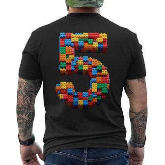 5 Year Old Blocks Building Master Builder 5Th Birthday Boy Men's T-shirt Back Print - Seseable