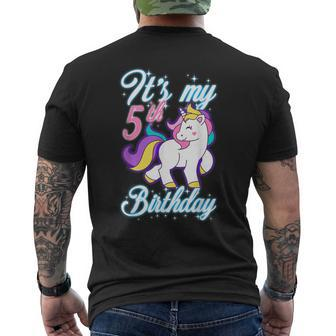 5 Year Unicorn Outfit Its My 5Th Birthday Men's T-shirt Back Print - Seseable