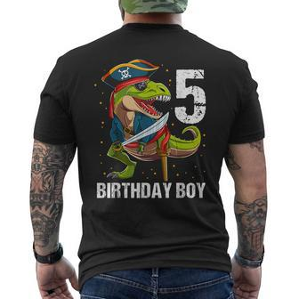 5 Years Old Dinosaur Pirate 5Th Birthday Boy Men's T-shirt Back Print - Monsterry