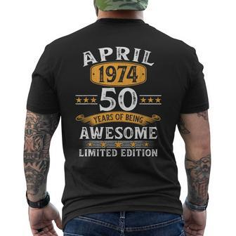 50 Geburtstag Geschenke Mann Frau Jahrgang April 1974 T-Shirt mit Rückendruck - Seseable