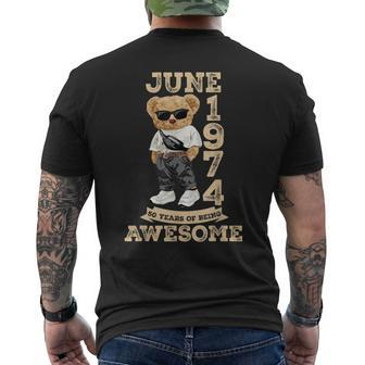 50 Years Of Being Awesome June 1974 Cool 50Th Birthday Men's T-shirt Back Print - Seseable