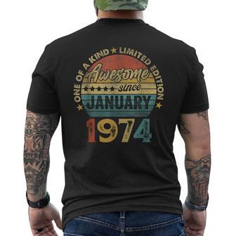 50 Years Old January 1974 Vintage Retro 50Th Birthday Men's T-shirt Back Print | Mazezy