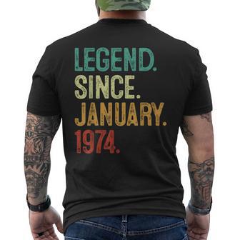 50 Years Old Legend Since January 1974 50Th Birthday Men's T-shirt Back Print - Monsterry