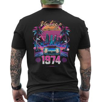 50 Years Old Synthwave Aesthetic Vintage 1974 50Th Birthday Men's T-shirt Back Print - Monsterry UK