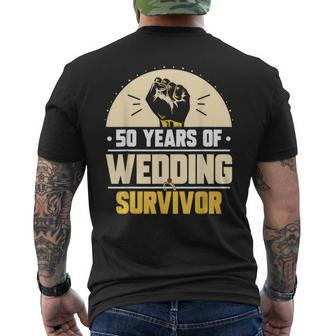50 Years Of Wedding Survivor Wedding Anniversary Marriage Men's T-shirt Back Print - Thegiftio UK