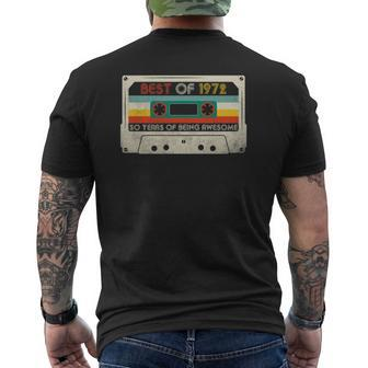 50Th Birthday Best Of 1972 Retro Cassette Tape Vintage Mens Back Print T-shirt - Thegiftio UK