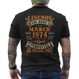 50Th Birthday Decoration Legends Born In March 1974 Men's T-shirt Back Print - Monsterry UK