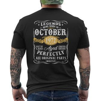 50Th Birthday Legends Were Born In October 1972 Perfect Mens Back Print T-shirt - Thegiftio
