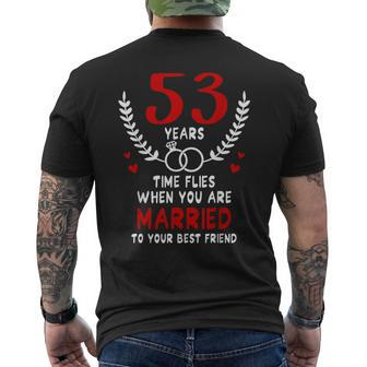 53 Years Time Flies Married To Best Friend Couples Matching Men's T-shirt Back Print - Monsterry AU