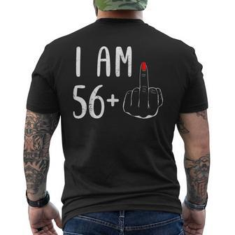 I Am 56 Plus 1 Middle Finger For A 57Th Birthday For Women Men's T-shirt Back Print - Seseable