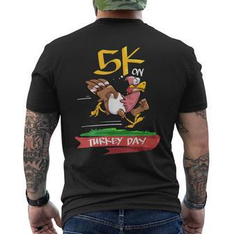 5K On Turkey Day Race Thanksgiving For Turkey Trot Runners Men's T-shirt Back Print - Monsterry
