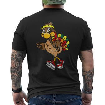 5K Turkey Trot Squad Pilgrim Thanksgiving Running Men's T-shirt Back Print | Mazezy