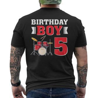 5Th Birthday Boy Drummer Drum 5 Year Old Birthday Party Men's T-shirt Back Print | Mazezy AU