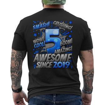 5Th Birthday Comic Style Awesome Since 2019 5 Year Old Boy Men's T-shirt Back Print - Seseable