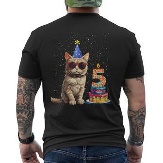 5Th Birthday Cute Cat 5 Years Old Bday Party Kitty Cat Lover Men's T-shirt Back Print - Seseable