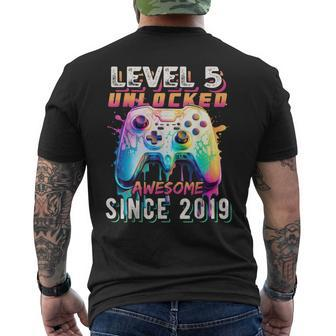 5Th Birthday Gamer 5 Year Old Bday Boy Five Son Men's T-shirt Back Print - Seseable
