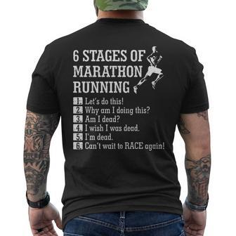6 Stages Of Marathon Running For Runner Men's T-shirt Back Print | Mazezy