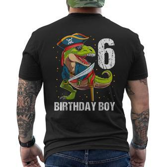 6 Year Old Dinosaur Pirate Hat 6Th Birthday Boy Men's T-shirt Back Print - Monsterry AU