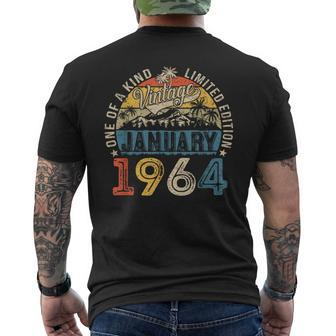 60 Years Old Made In 1964 January 1964 Vintage 60Th Birthday Men's T-shirt Back Print - Seseable