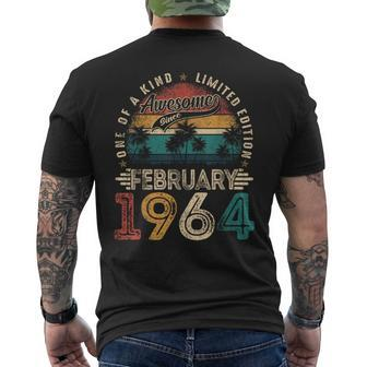 60 Years Old Vintage February 1964 60Th Birthday Men Men's T-shirt Back Print - Seseable