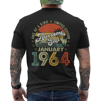 60 Years Old Vintage January 1964 60Th Birthday Women Men's T-shirt Back Print | Mazezy
