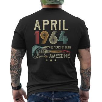 60Th Birthday Guitar Lover Vintage April 1964 60 Year Old Men's T-shirt Back Print | Mazezy DE
