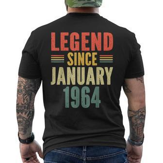 60Th Birthday Legend Since January 1964 60 Years Old Vintage Men's T-shirt Back Print - Monsterry