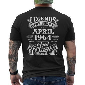 60Th Birthday Legends Born In April 1964 60 Years Old Men's T-shirt Back Print - Thegiftio UK