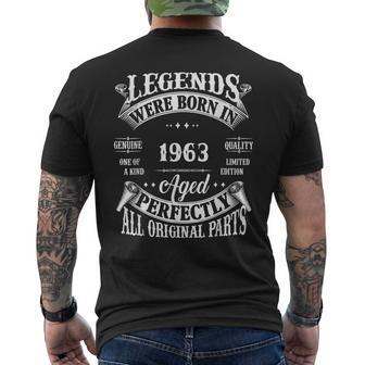 60Th Birthday Vintage Born In 1963 60 Years Old B-Day Men's T-shirt Back Print - Monsterry AU
