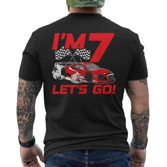 7 Year Old 7Th Racing Racecar Birthday Party Boys Girls Men's T-shirt Back Print - Seseable