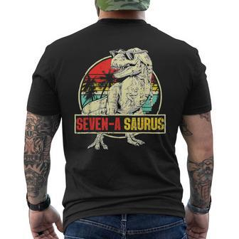 7 Year Old Dinosaur Birthday 7Th T Rex Dino Seven Saurus Men's T-shirt Back Print | Mazezy CA