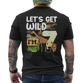 7 Year Old Zoo Birthday Safari Jungle Animal 7Th B-Day Men's T-shirt Back Print - Monsterry DE
