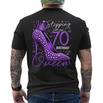 70 Year Old High Heels Stepping Into My 70Th Birthday Men's T-shirt Back Print - Seseable
